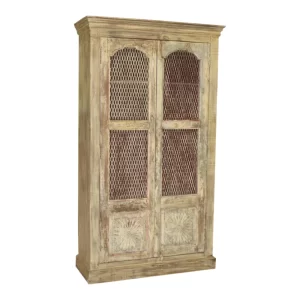 Vintage Indian Iron Jaali (Mesh) Cupboard Bedroom yndeinteriors.com.au
