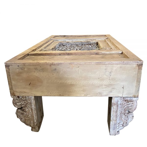 Vintage Coffee Table with carved legs and Iron Latice in the centre
