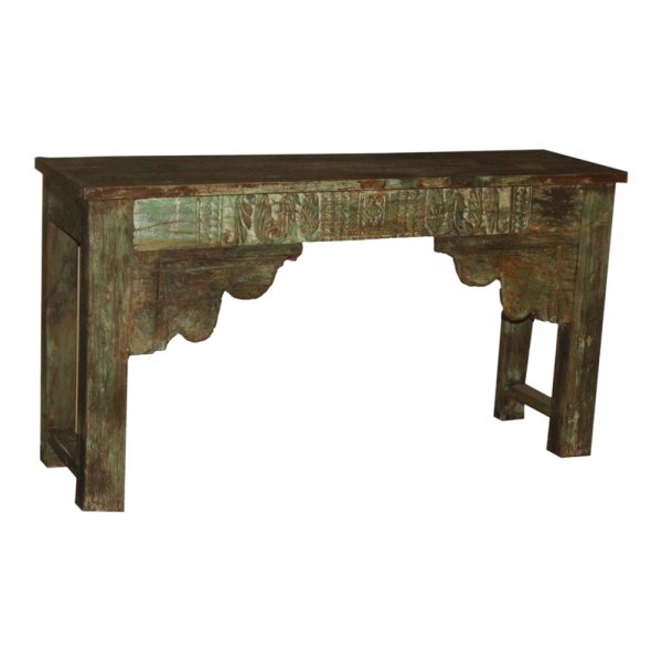 Vintage Indian Moss Green Carved Wooden Console Console Tables, Sideboards & Buffets yndeinteriors.com.au