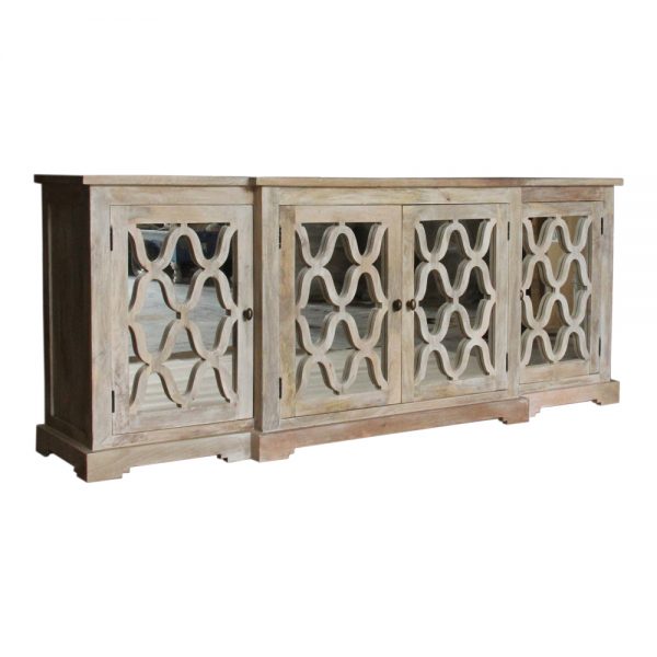 Trellis Sideboard in natural finish with mirrored doors