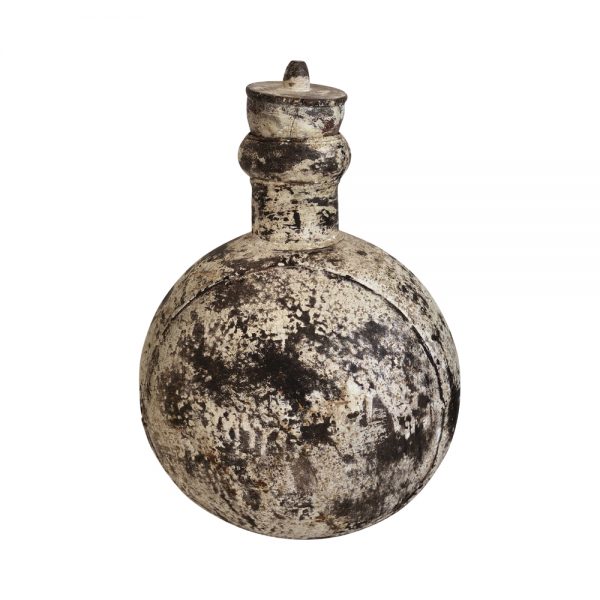 Vintage Indian Iron Flask – White Decor yndeinteriors.com.au