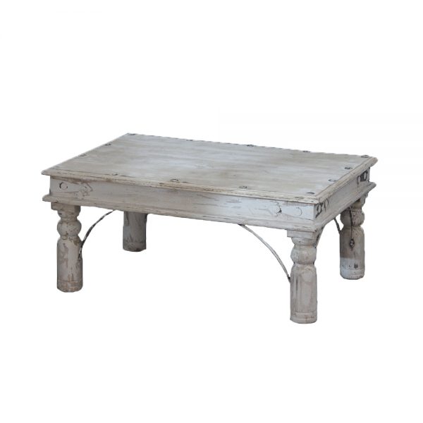 Carved Legs Indian Coffee Table – White Distressed Catalogue 23/24 yndeinteriors.com.au