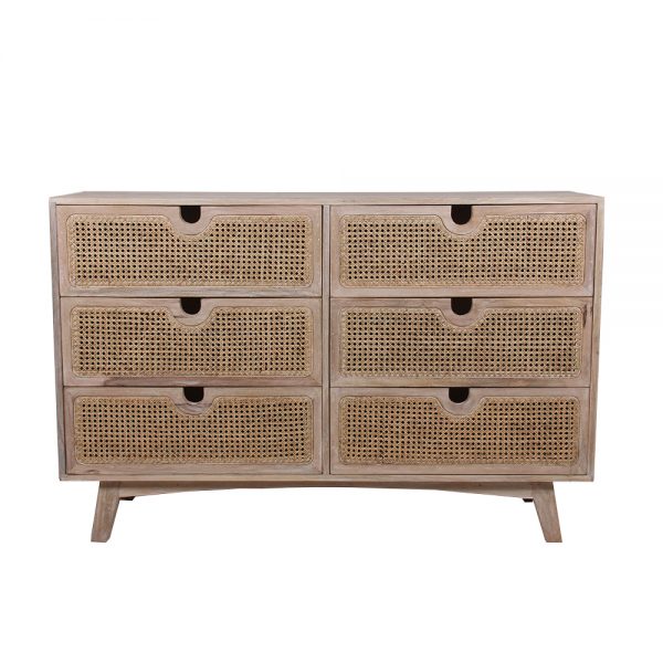 Rattan Drawer Dresser with 6 drawers in two columns