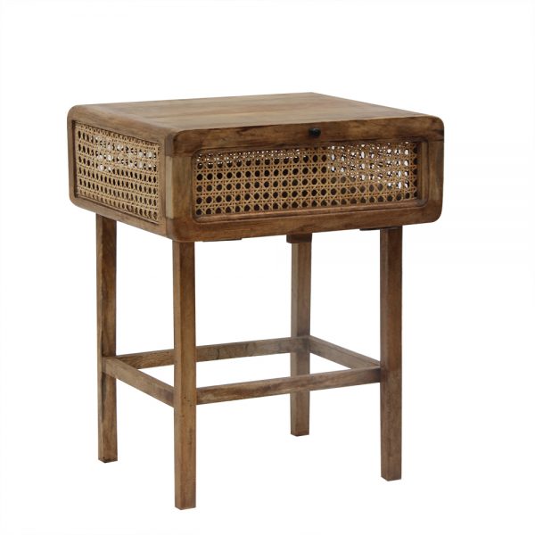 Side Table with Rattan Sides