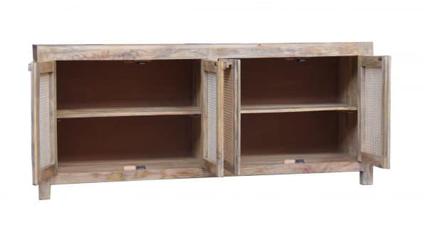 Rustic Sideboard with Rattan Doors- Mango Wood Cabinets, Sideboards & Buffets yndeinteriors.com.au