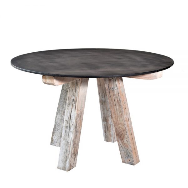 Black Marble Top Dining Table with 4 legged Reclaimed wood base. - seats 4