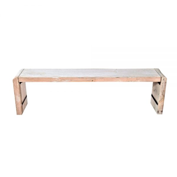 Rectangular Farmhouse Bench seat with round edges in a white wash finish - Seats 3