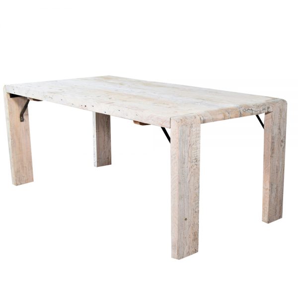 Rectangular Farmhouse dining table with round edges in a white wash finish