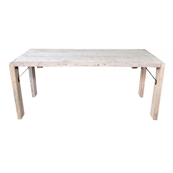 Rectangular Farmhouse dining table with round edges in a white wash finish